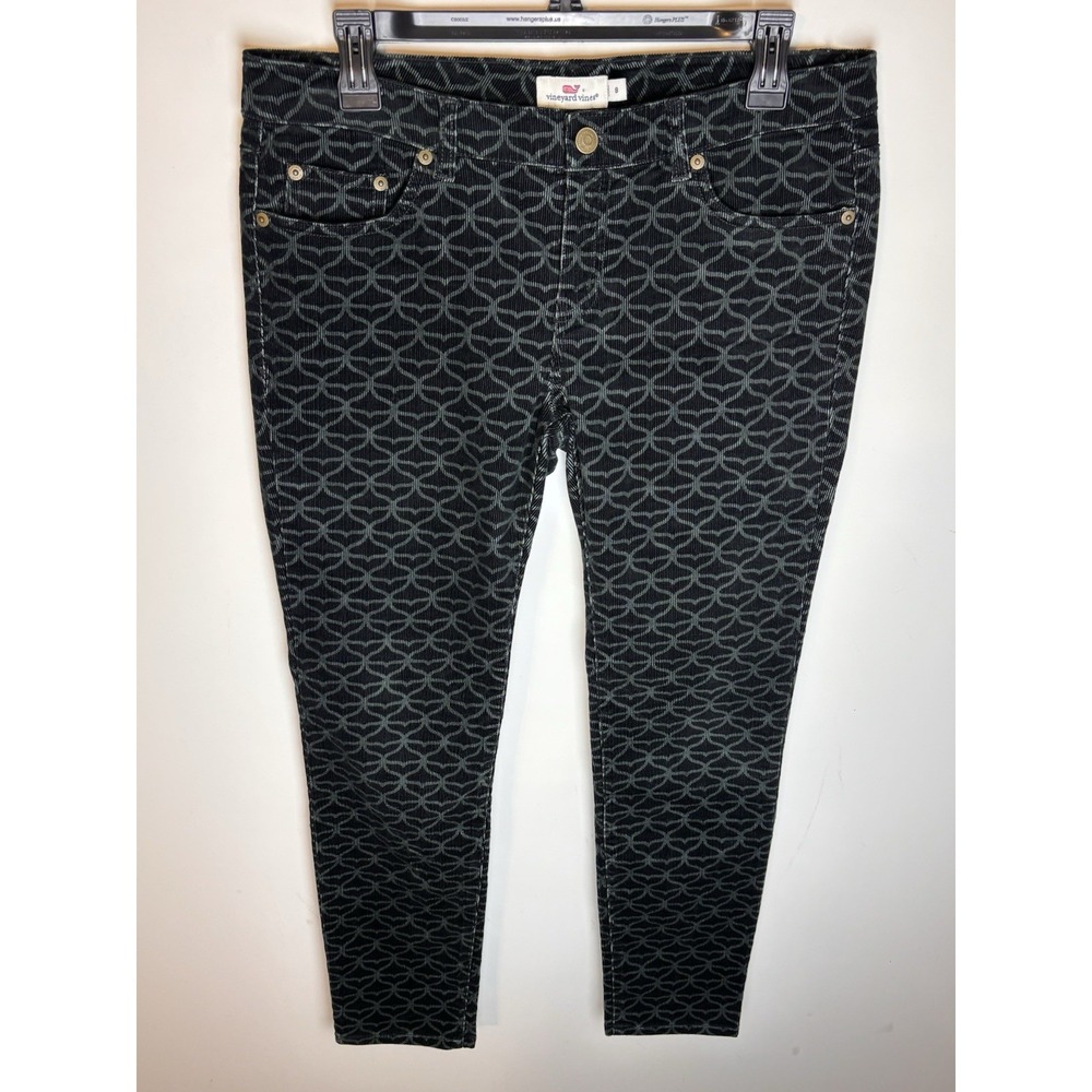 Vineyard Vines Women's Corduroy Pants Size 8 Black/Gray Printed